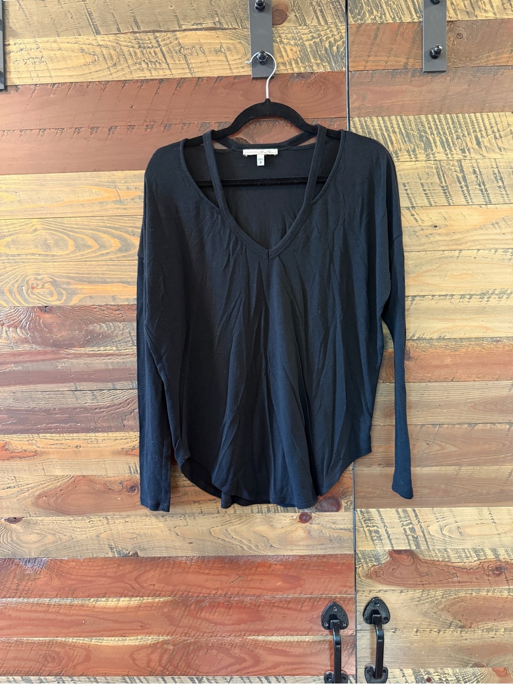 Express Black Long Sleeve V-Neck Top